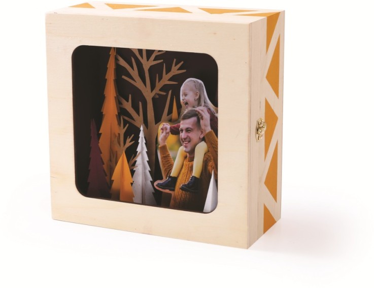 Boîte en bois avec fenêtre - 21 x 21 x 10 cm