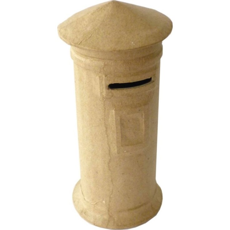 Tirelire boîte aux lettres - papier mâché - hauteur 15 cm - diamètre 6,5 cm