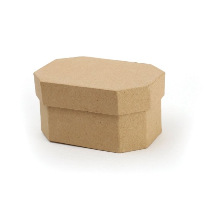 Boîte octogonale à décorer - carton de journaux recyclés - 9x7x5,4 cm