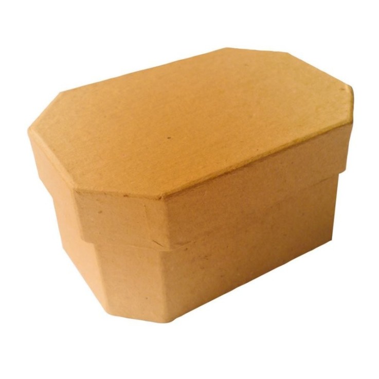 Boîte octogonale à décorer - carton de journaux recyclés - 9x7x5,4 cm