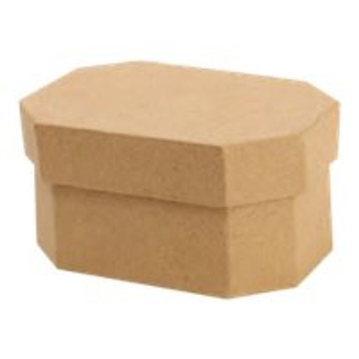 Boîte octogonale à décorer - carton de journaux recyclés - 9x7x5,4 cm