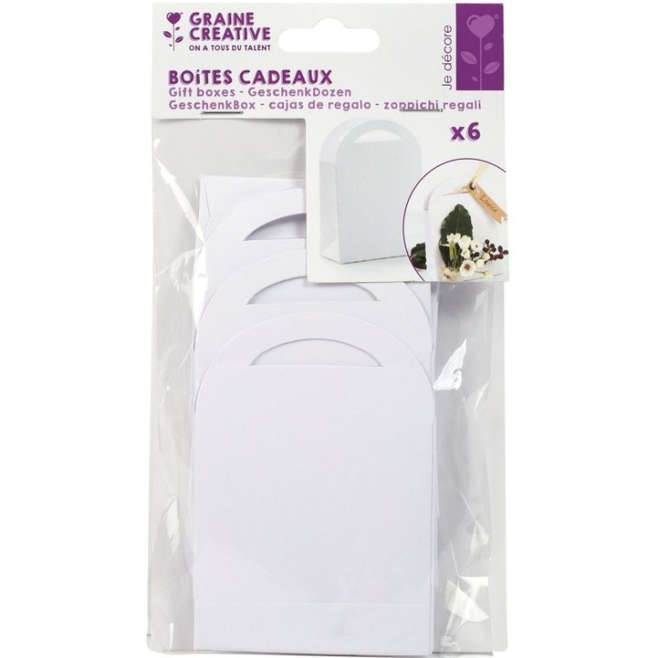 Lot de 6 boîtes cadeaux petit sac - blanc - 7 x 10 cm