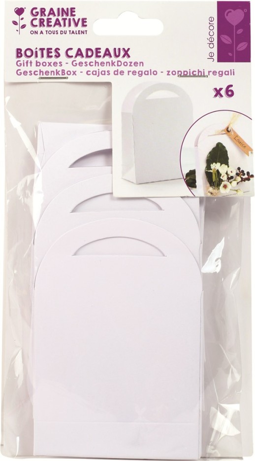 Lot de 6 boîtes cadeaux petit sac - blanc - 7 x 10 cm