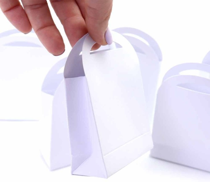 Lot de 6 boîtes cadeaux petit sac - blanc - 7 x 10 cm