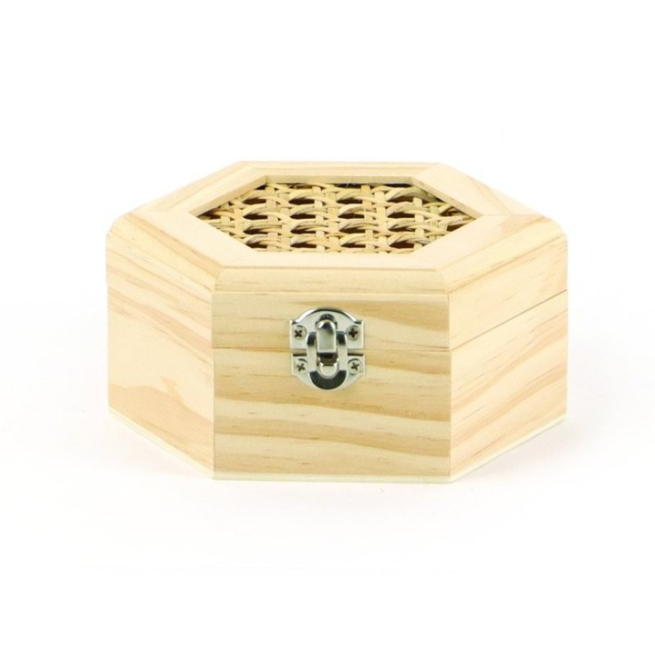 Boîte hexagonale en bois à décorer - 16,5 cm