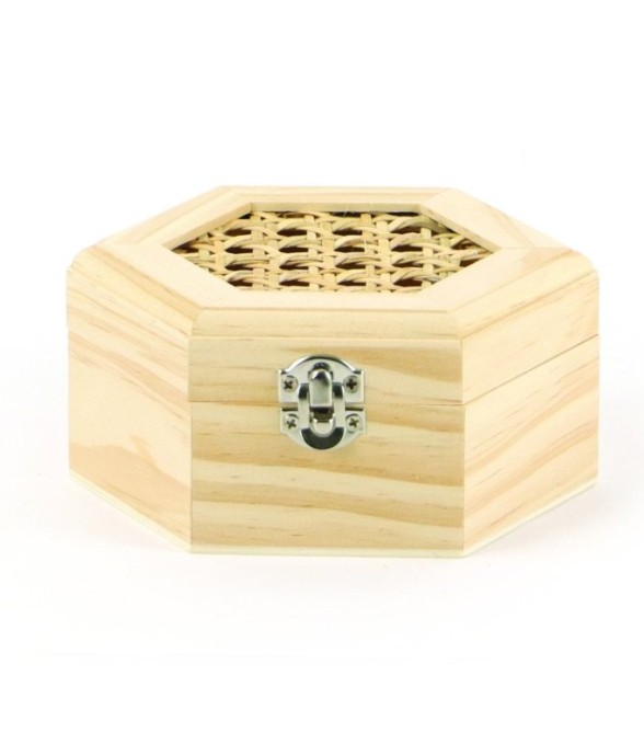 Boîte hexagonale en bois à...