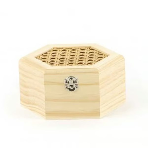 Boîte hexagonale en bois à décorer - 16,5 cm