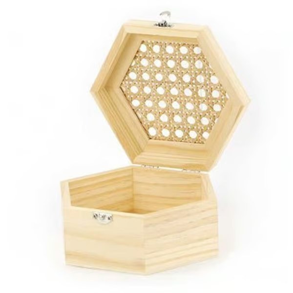 Boîte hexagonale en bois à décorer - 16,5 cm