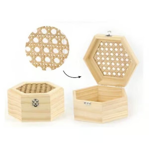 Boîte hexagonale en bois à décorer - 16,5 cm