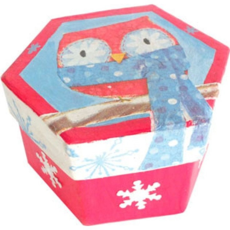 Boîte hexagonale en carton brun à décorer - 7,8 x 5 cm