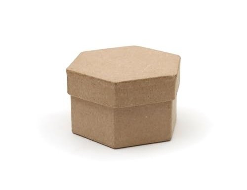 Boîte hexagonale en carton brun à décorer - 7,8 x 5 cm