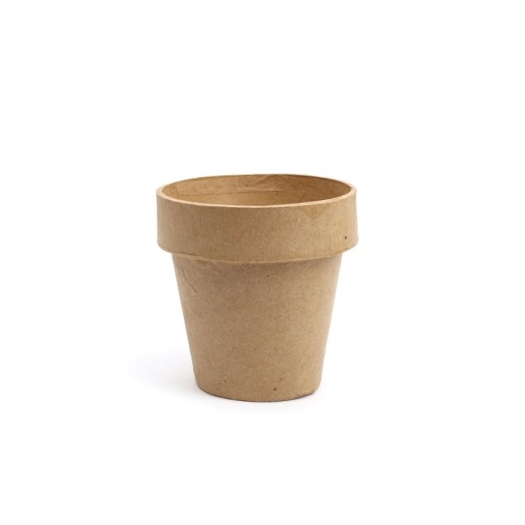 Pot de fleur à décorer - carton rigide - marron - 9 cm × 9,5 cm
