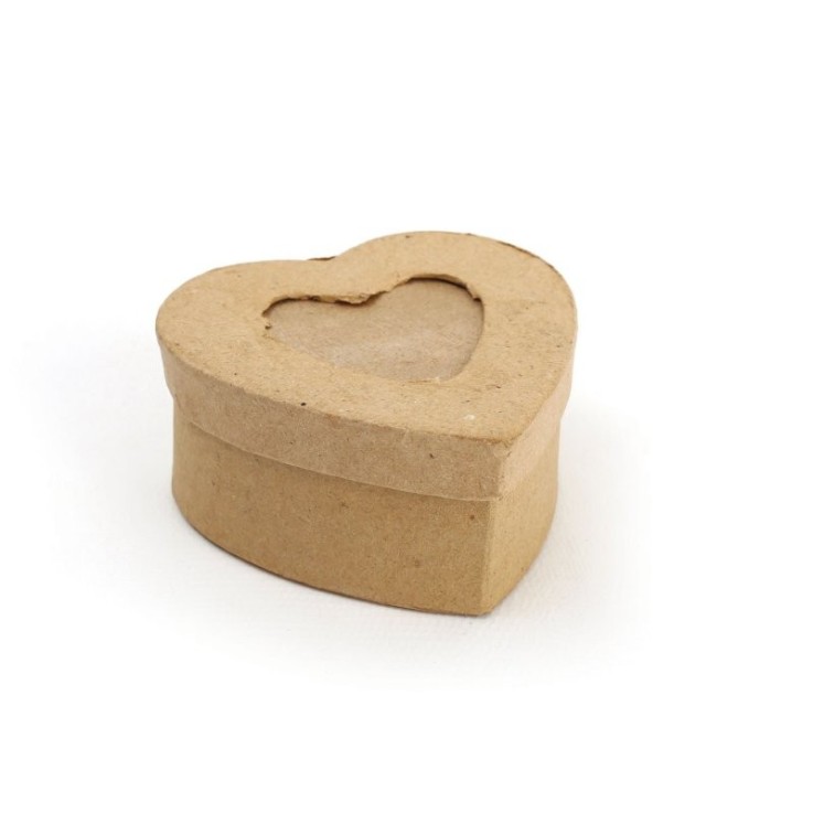 Boîte en carton en forme de cœur - marron - 7,5 × 7,5 × 4 cm