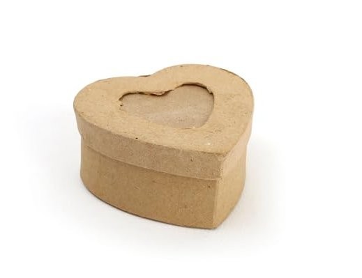 Boîte en carton en forme de cœur - marron - 7,5 × 7,5 × 4 cm