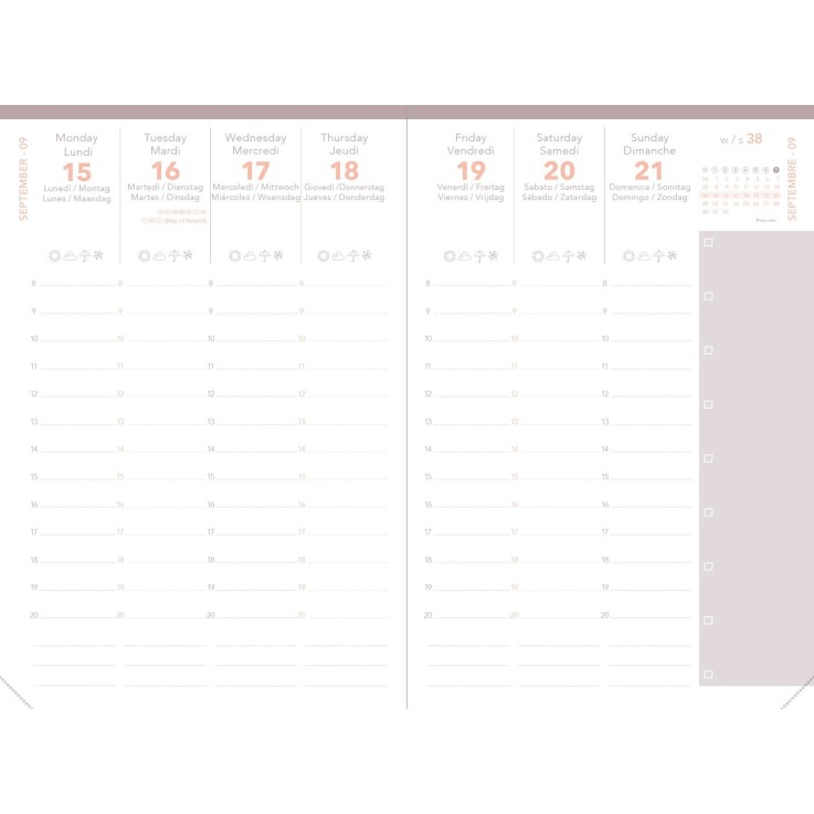 Agenda 2027 - Affaires Color - Semainier Planning - Pastel Rose clair - 10x15cm