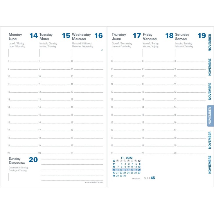 Agenda 2027 - Affaires Recyclé - Semainier Planning - Bleu - 10x15cm