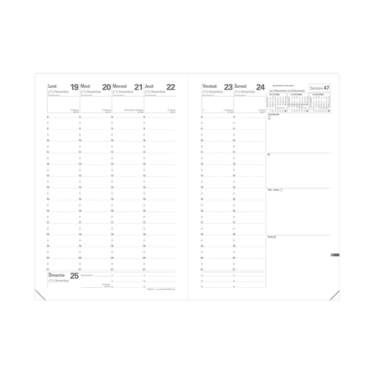 Agenda 2027 - Ministre - Semainier Planning - Bergame Rose clair - 16x24cm