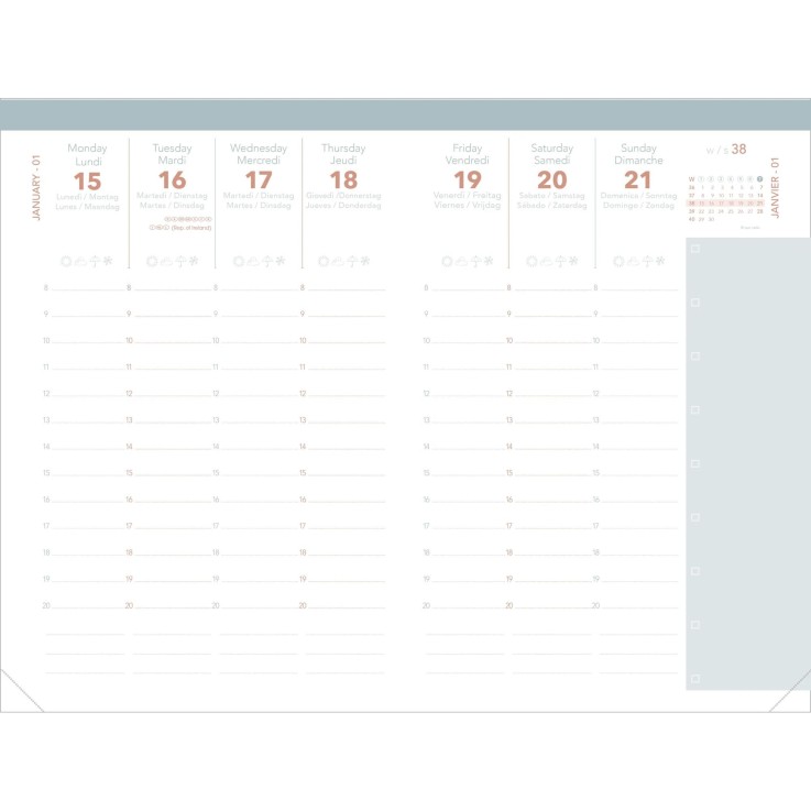 Agenda 2027 - Ministre Color - Semainier Planning - Pastel Vert clair - 16x24cm