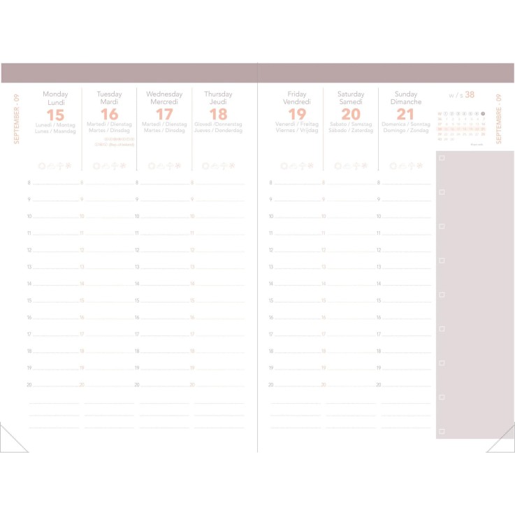 Agenda 2027 - Ministre Color - Semainier Planning - Pastel Orange - 16x24cm