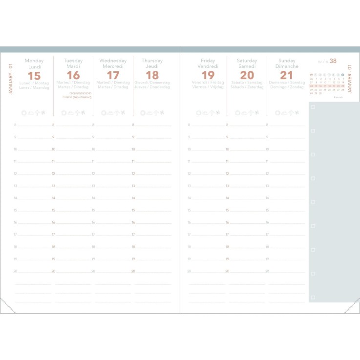Agenda 2027 - Affaires Color - Semainier Planning - Ella Noir - 10x15cm