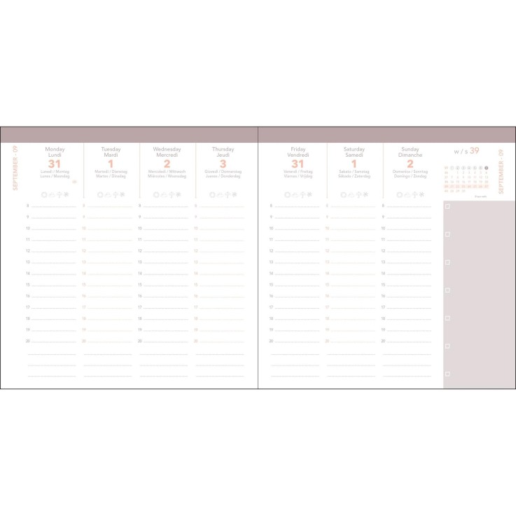 Agenda 2027 - Exécutif Color - Semainier Planning - Andrea Rouge - 16x16cm