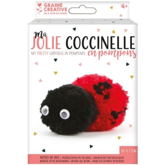 Kit de création de pompons Coccinelle - laine rouge et noire