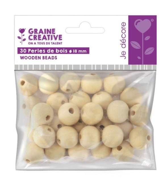 SACHET 30 PERLES DE BOIS Ø...