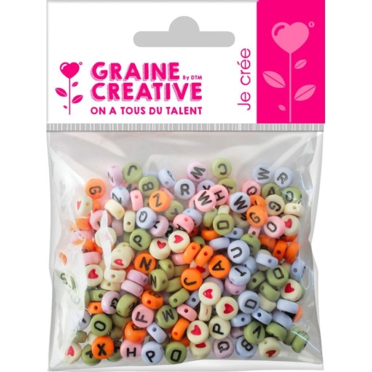 SACHET DE 250 PERLES ALPHABET MULTICOLORE