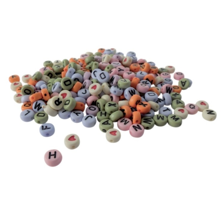 SACHET DE 250 PERLES ALPHABET MULTICOLORE