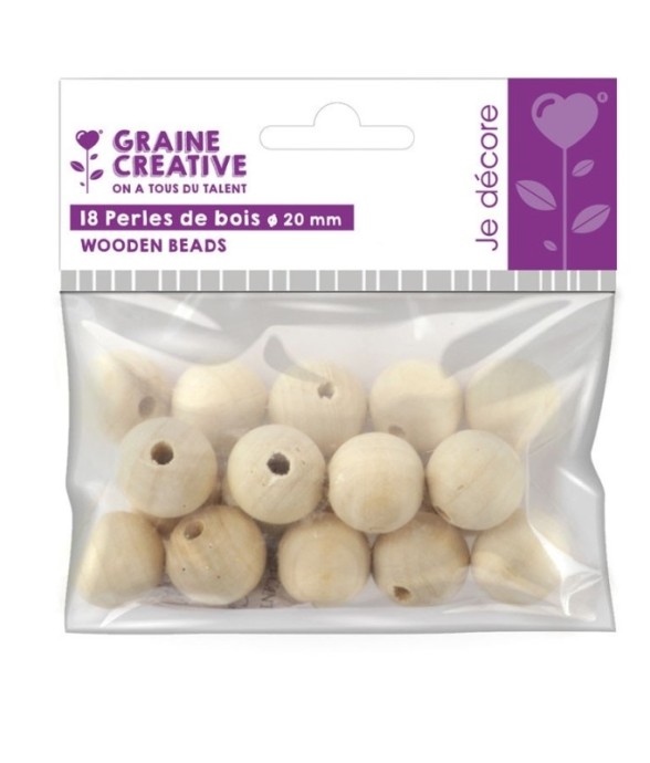 SACHET 18 PERLES DE BOIS  Ø...