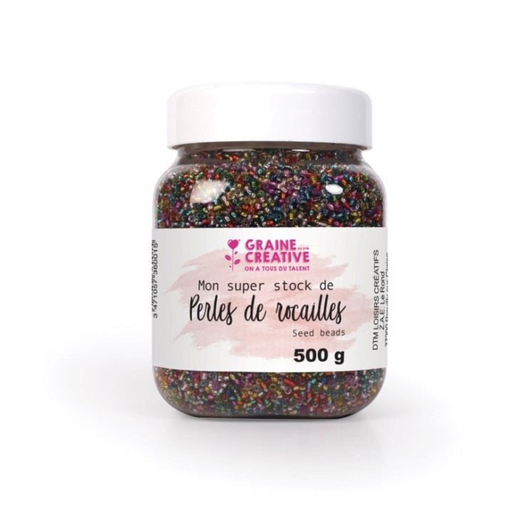 POT DE 500G DE PERLES DE ROCAILLE TRANSLUCIDES