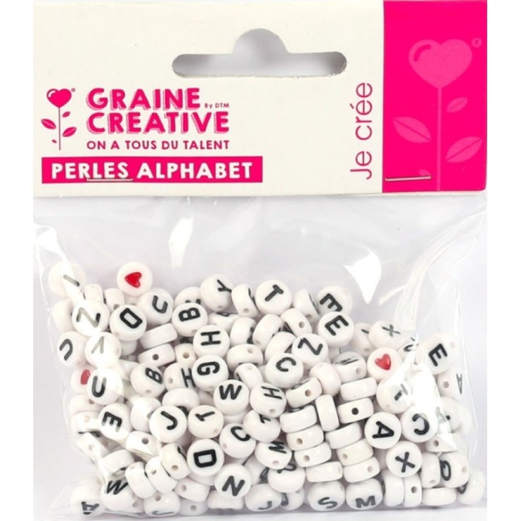 SACHET DE 250 PERLES ALPHABET BLANC