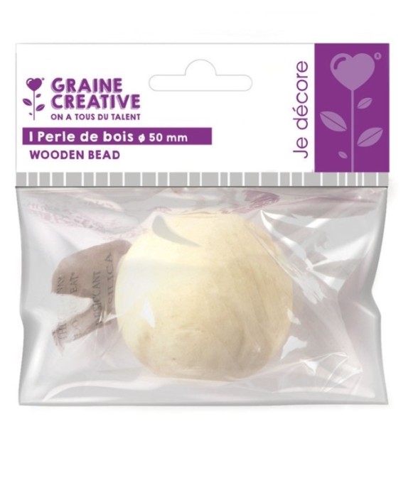SACHET 1 PERLE DE BOIS Ø 50 mm