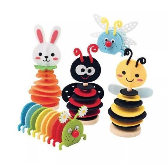 Kit créatif de perles et feutrine - 5 animaux à réaliser