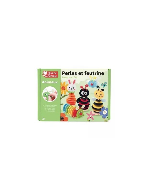 Kit créatif de perles et feutrine - 5 animaux à réaliser