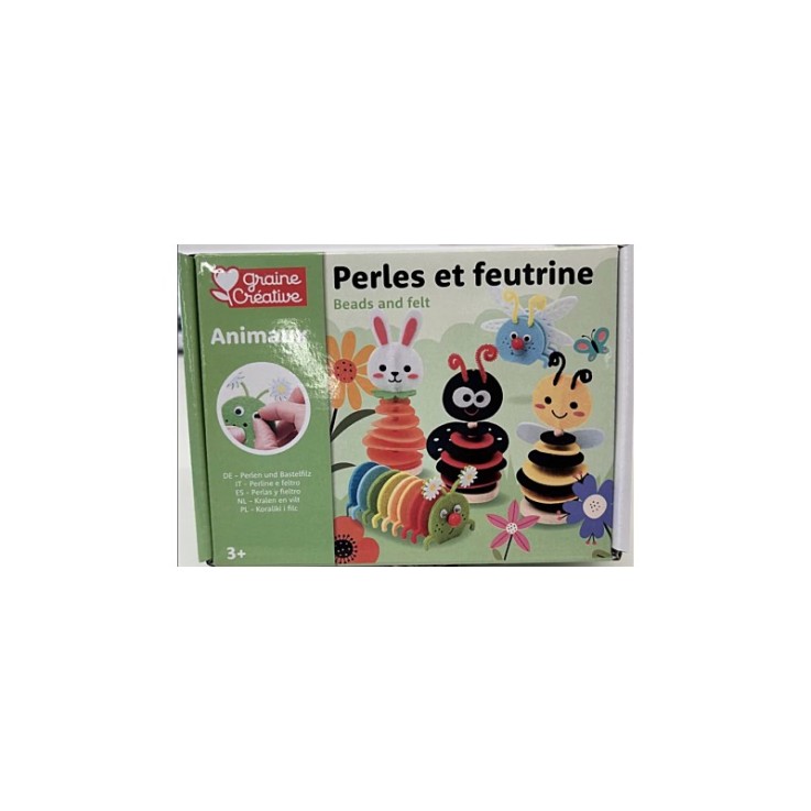 Kit créatif de perles et feutrine - 5 animaux à réaliser