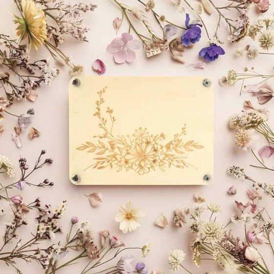 Presse-fleurs - beige - kit pour presser fleurs et feuilles - 16 x 21 cm