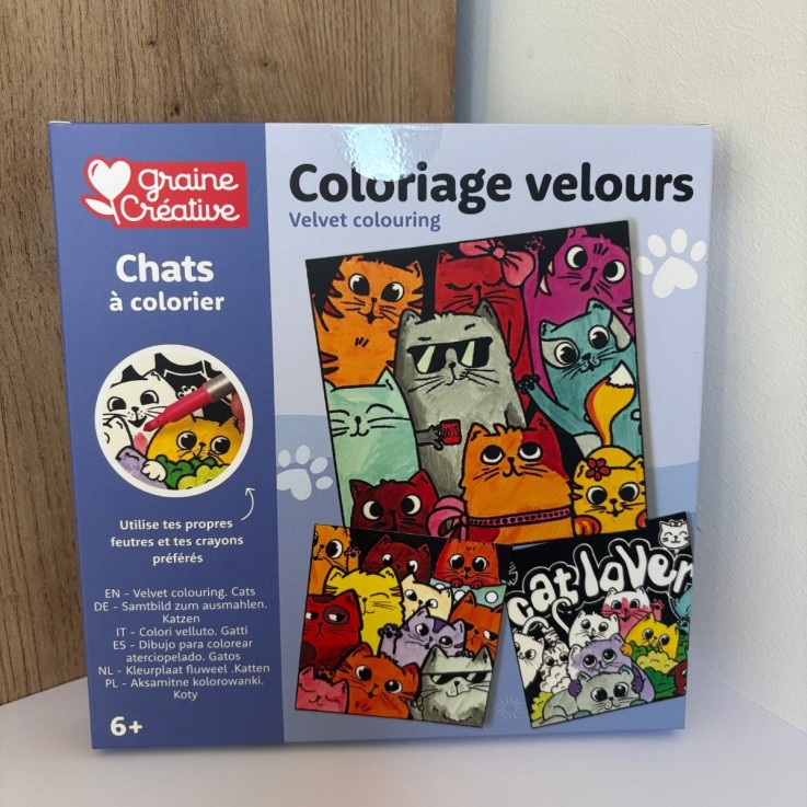 Coloriage velours - chats à colorier - environ 17 x 17 cm