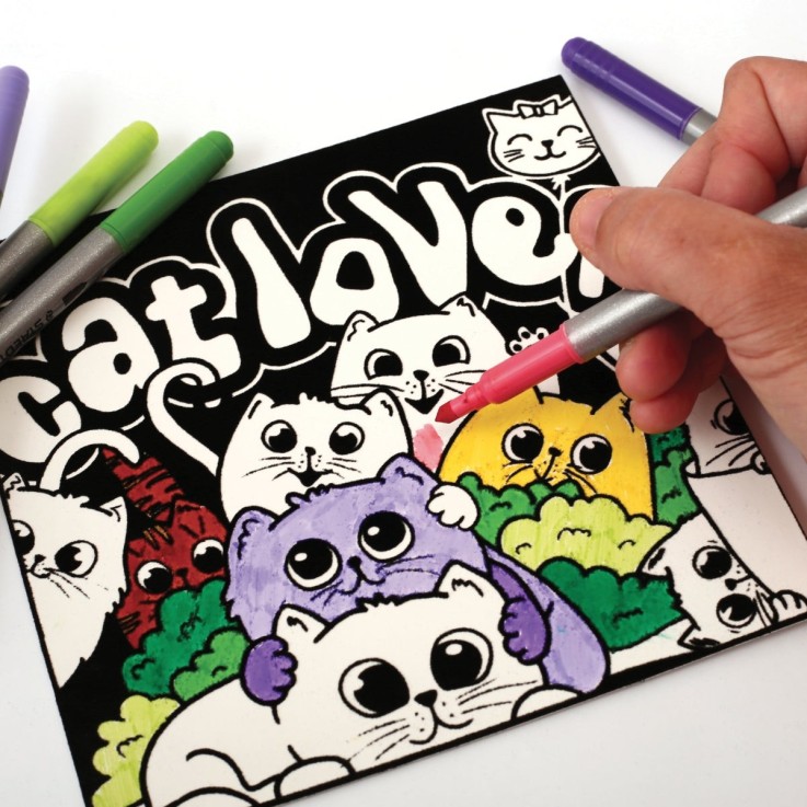 Coloriage velours - chats à colorier - environ 17 x 17 cm