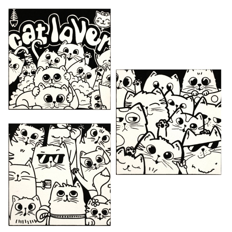 Coloriage velours - chats à colorier - environ 17 x 17 cm
