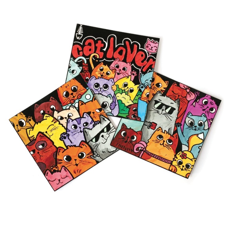Coloriage velours - chats à colorier - environ 17 x 17 cm