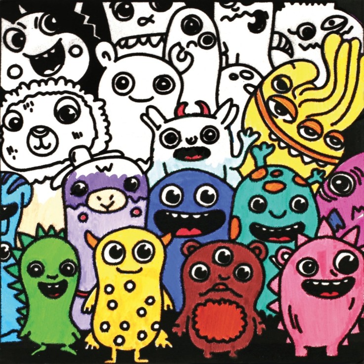Kit de coloriage en velours Monstres à colorier - 3 cartes