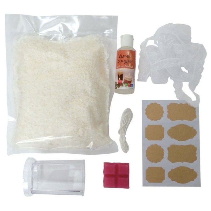 Coffret de fabrication de bougies - mélange végétal - colorant rose