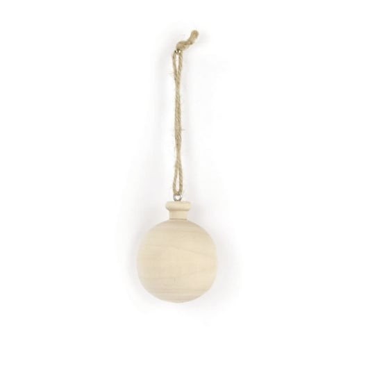 Boule de Noël en bois à suspendre - beige - 6 cm