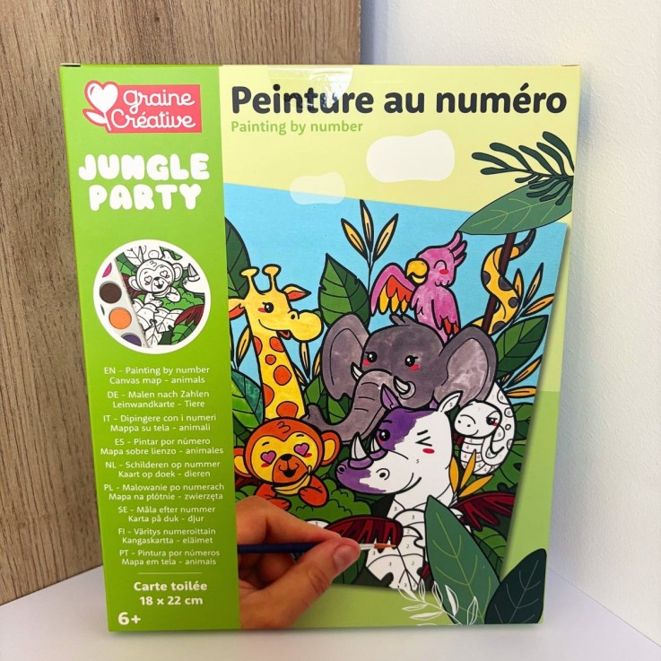Kit peinture par numéros Jungle Party - 18 x 22 cm