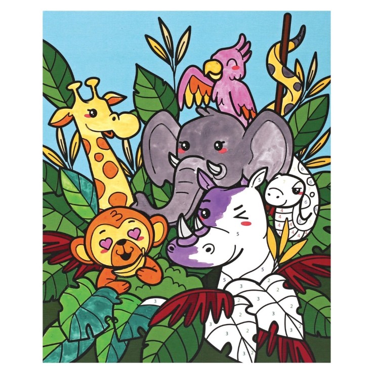 Kit peinture par numéros Jungle Party - 18 x 22 cm