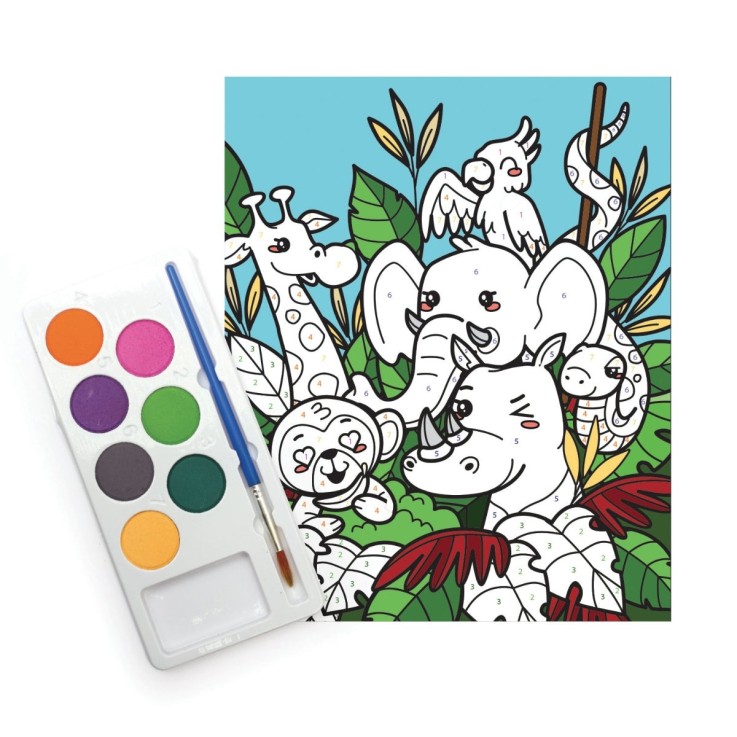 Kit peinture par numéros Jungle Party - 18 x 22 cm