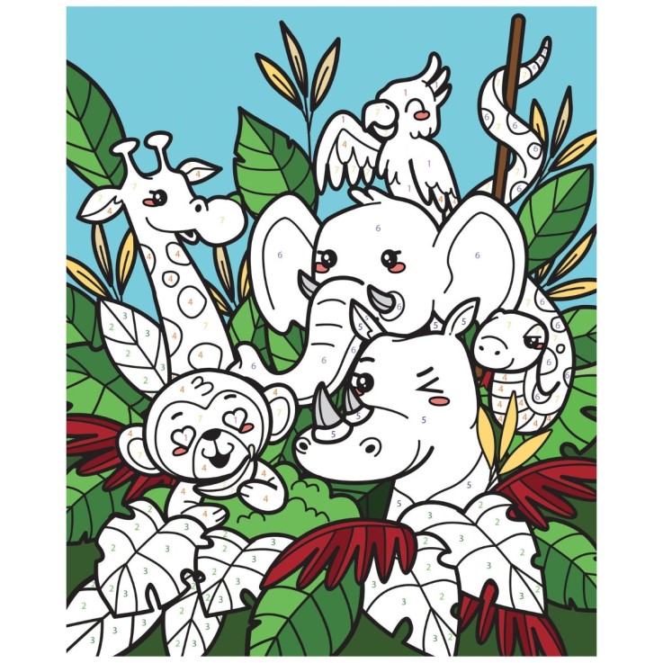 Kit peinture par numéros Jungle Party - 18 x 22 cm