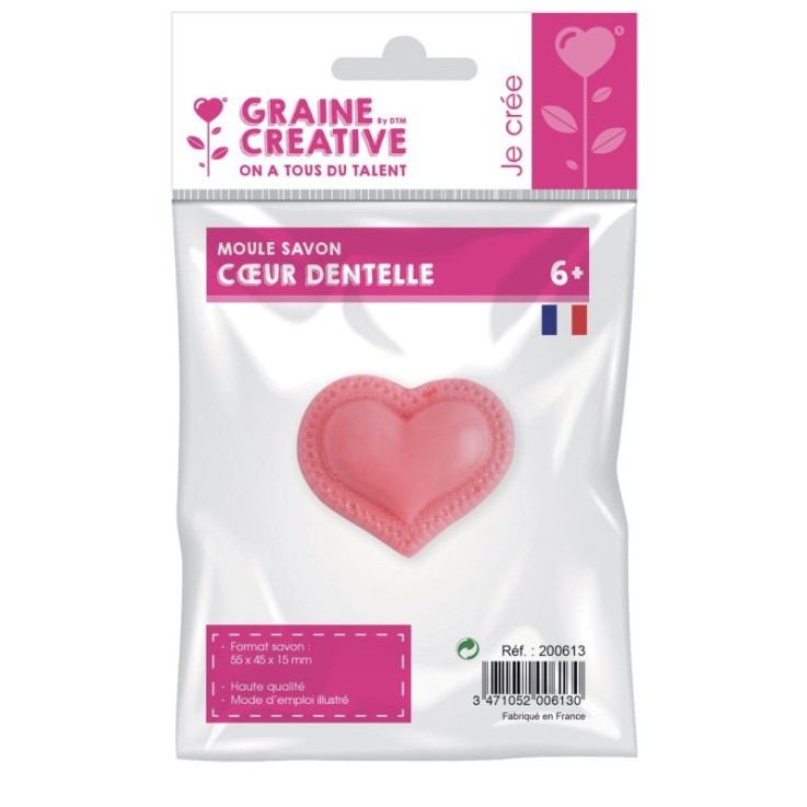 Moule à savon Mini Cœur Dentelle - 55 x 45 x 15 mm