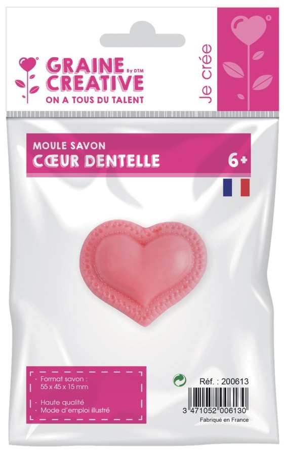 Moule à savon Mini Cœur Dentelle - 55 x 45 x 15 mm